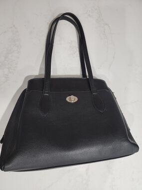 Classic Black Faux Leather Tote Handbag